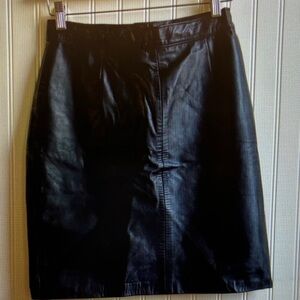 Classic Black Faux Leather Pencil Skirt